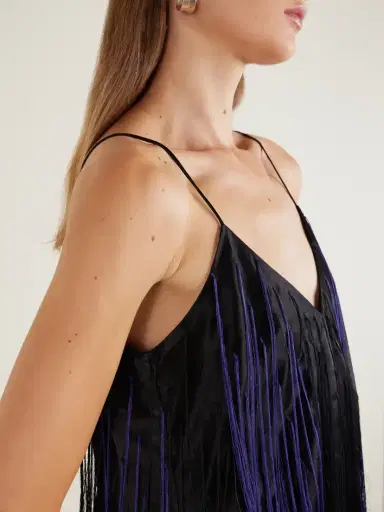 Sharon Wauchob Katia Fringed Satin-twill Midi Dress | Thumbnail 4 Sharon Wauchob Katia Fringed Satin-twill Midi Dress | Thumbnail 4
