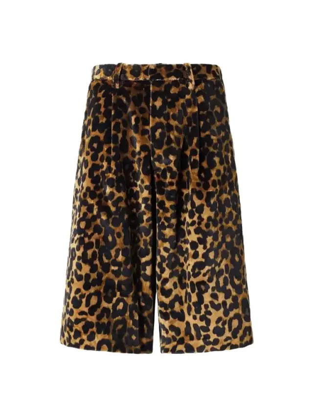 R13 Jumbo Pleated Leopard-print Cotton-velvet Shorts