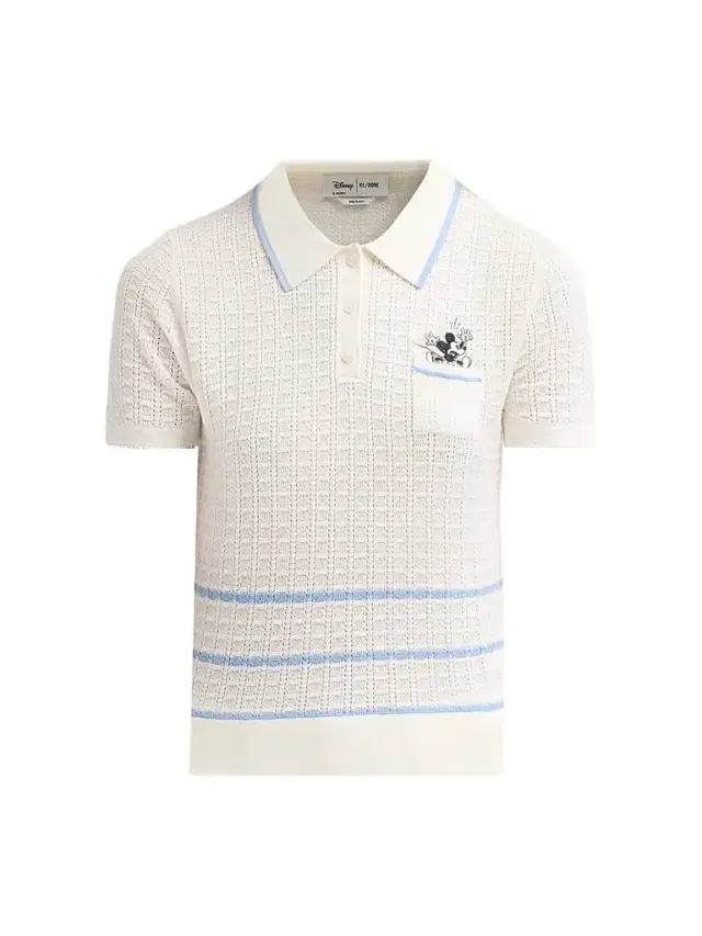 Re/done Women's Mickey Pointelle-Knit Polo Top - White Seaside
