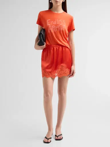 RE/DONE Women's Alexis Silk-Blend Lace Slip Mini Skirt | Thumbnail 2