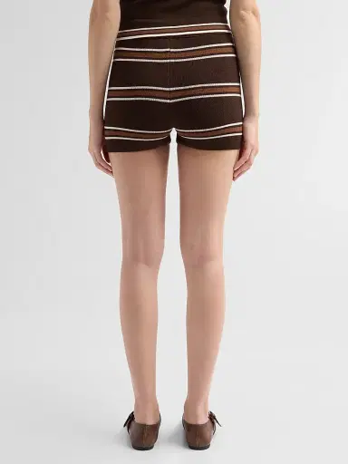 SEROYA Women's Kel Striped Knit Shorts - Bosun Brown Stripe - Size XL | Thumbnail 3