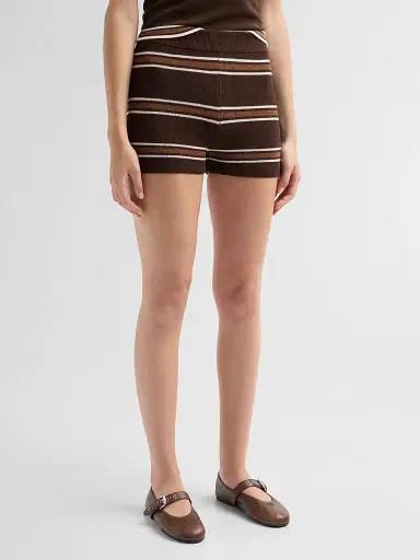 SEROYA Women's Kel Striped Knit Shorts - Bosun Brown Stripe - Size XL | Thumbnail 4