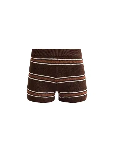 SEROYA Women's Kel Striped Knit Shorts - Bosun Brown Stripe - Size XL | Thumbnail 1