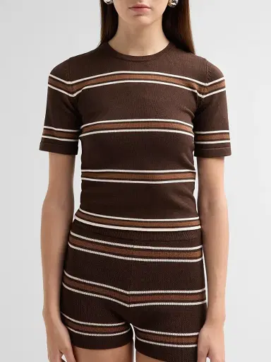 SEROYA Women's Ry Knit Top - Bosun Brown Stripe | Thumbnail 5