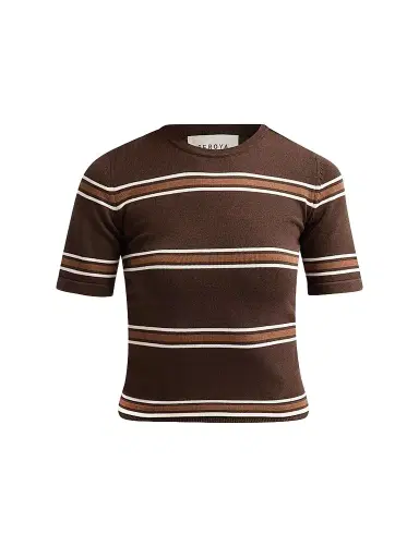 SEROYA Women's Ry Knit Top - Bosun Brown Stripe | Thumbnail 1
