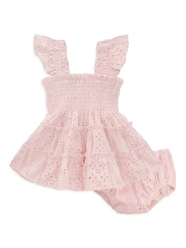 Hill House Home Baby Girl's, Little Girl's & Girl's The Tiny Ellie Nap Dress - Pink Broderie Voile