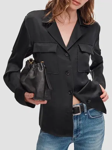 rag & bone Women's Sonny Silk Blouse - Black - Size XL | Thumbnail 5