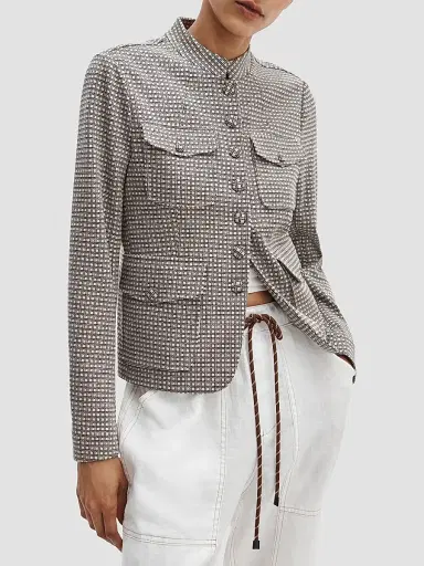 rag & bone Women's Mercer Ponte Blazer - Black Plaid - Size 16 | Thumbnail 4