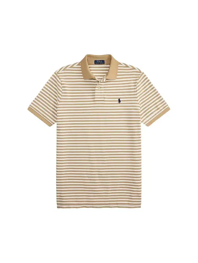 Polo Ralph Lauren Men's Striped Cotton Polo Shirt - Vintage Khaki White