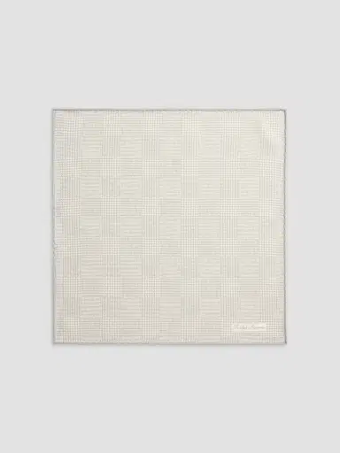 Ralph Lauren Purple Label Men's Cashmere-Silk Glen Plaid Pocket Square - Pearl Grey | Thumbnail 2 Ralph Lauren Purple Label Men's Cashmere-Silk Glen Plaid Pocket Square - Pearl Grey | Thumbnail 2