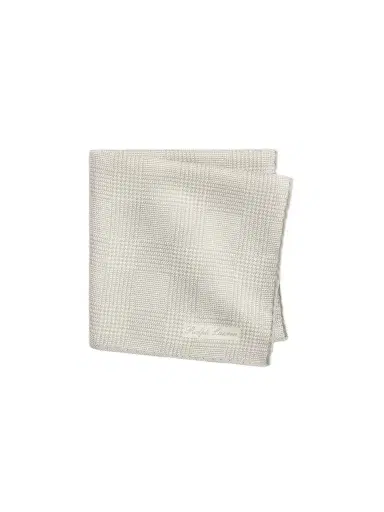 Ralph Lauren Purple Label Men's Cashmere-Silk Glen Plaid Pocket Square - Pearl Grey | Thumbnail 1 Ralph Lauren Purple Label Men's Cashmere-Silk Glen Plaid Pocket Square - Pearl Grey | Thumbnail 1