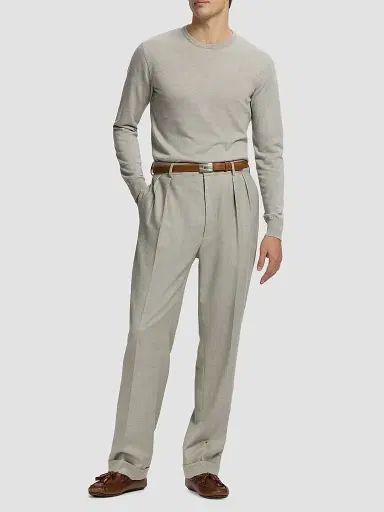 Ralph Lauren Purple Label Men's Cashmere-Jersey Long-Sleeve Sweater - Pearl Grey Heather | Thumbnail 2 Ralph Lauren Purple Label Men's Cashmere-Jersey Long-Sleeve Sweater - Pearl Grey Heather | Thumbnail 2