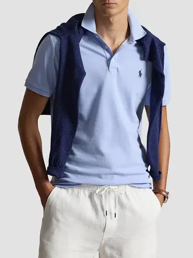 Polo Ralph Lauren Men's Classic-Fit Stretch-Cotton Polo Shirt - Pebble Blue | Thumbnail 5