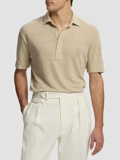 Ralph Lauren Purple Label Men's Linen-Jersey Short-Sleeve Polo Shirt - Champagne - Size XXL | Thumbnail 4 Ralph Lauren Purple Label Men's Linen-Jersey Short-Sleeve Polo Shirt - Champagne - Size XXL | Thumbnail 4
