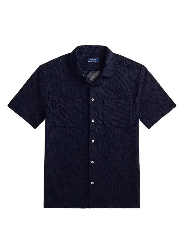 Men's Pointelle Textured Short-Sleeve Shirt - Cruise Navy