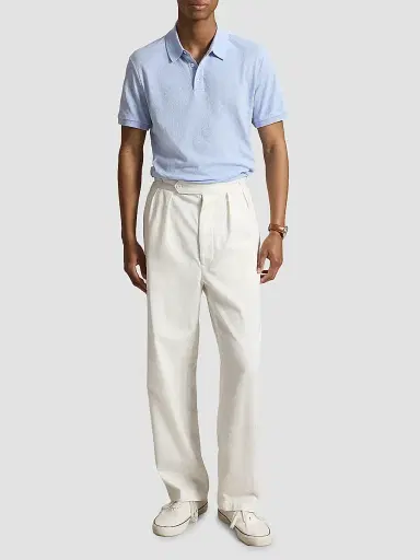 Polo Ralph Lauren Men's Cotton Pointelle Polo Shirt - Pebble Blue | Thumbnail 2