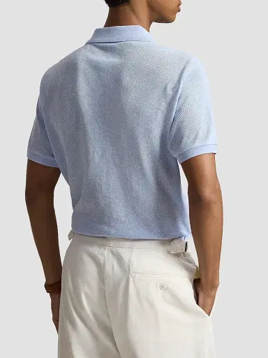 Polo Ralph Lauren Men's Cotton Pointelle Polo Shirt - Pebble Blue | Thumbnail 3