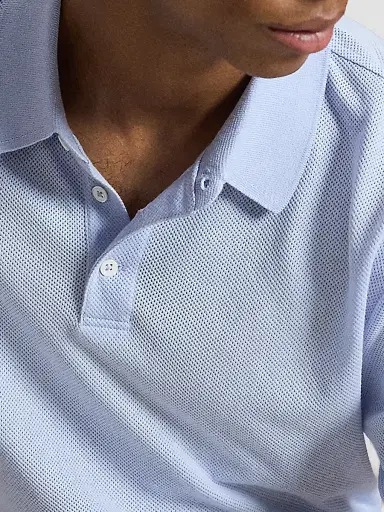 Polo Ralph Lauren Men's Cotton Pointelle Polo Shirt - Pebble Blue | Thumbnail 5