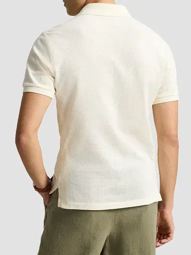 Polo Ralph Lauren Men's Cotton Pointelle Polo Shirt - Pale Cream | Thumbnail 3