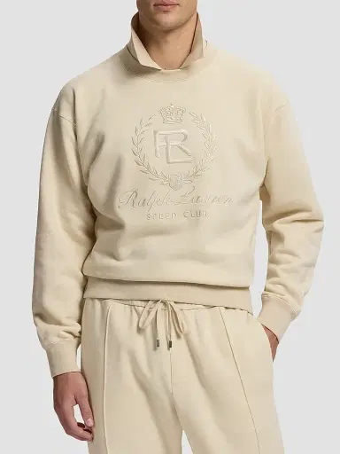 Ralph Lauren Purple Label Men's Cotton-Cashmere Polo Sweatshirt - Limestone | Thumbnail 4 Ralph Lauren Purple Label Men's Cotton-Cashmere Polo Sweatshirt - Limestone | Thumbnail 4