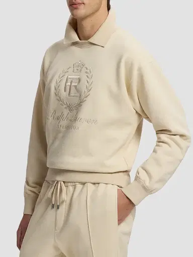 Ralph Lauren Purple Label Men's Cotton-Cashmere Polo Sweatshirt - Limestone | Thumbnail 6 Ralph Lauren Purple Label Men's Cotton-Cashmere Polo Sweatshirt - Limestone | Thumbnail 6