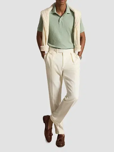 Polo Ralph Lauren Men's Cotton Pointelle Polo Shirt - Light Green | Thumbnail 2 Polo Ralph Lauren Men's Cotton Pointelle Polo Shirt - Light Green | Thumbnail 2