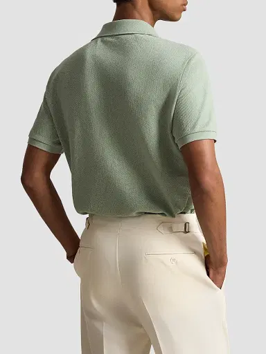 Polo Ralph Lauren Men's Cotton Pointelle Polo Shirt - Light Green | Thumbnail 3 Polo Ralph Lauren Men's Cotton Pointelle Polo Shirt - Light Green | Thumbnail 3