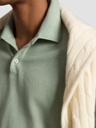 Polo Ralph Lauren Men's Cotton Pointelle Polo Shirt - Light Green | Thumbnail 5 Polo Ralph Lauren Men's Cotton Pointelle Polo Shirt - Light Green | Thumbnail 5