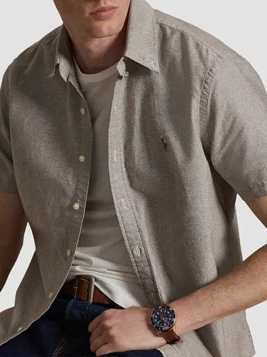 Polo Ralph Lauren Men's Short-Sleeve Oxford Shirt - Nutmeg Brown | Thumbnail 5
