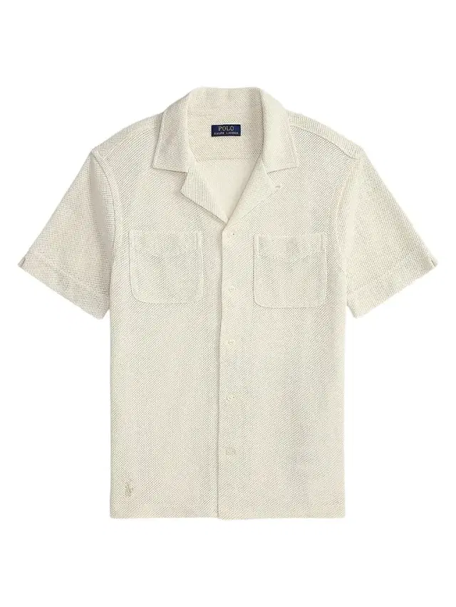 Men's Pointelle Textured Short-Sleeve Shirt - Pale Cream