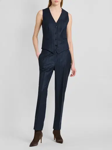 Kiton Women's Jogger Stretch Wool Trousers - Blue - Size 10 | Thumbnail 2