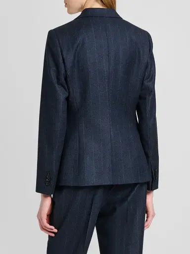 Kiton Women's Pinstriped Wool-Cashmere Blazer - Blue | Thumbnail 3 Kiton Women's Pinstriped Wool-Cashmere Blazer - Blue | Thumbnail 3