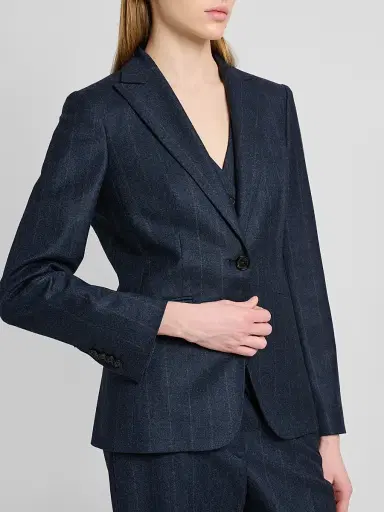 Kiton Women's Pinstriped Wool-Cashmere Blazer - Blue | Thumbnail 5 Kiton Women's Pinstriped Wool-Cashmere Blazer - Blue | Thumbnail 5