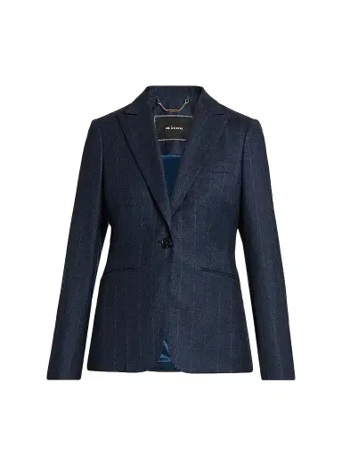 Kiton Women's Pinstriped Wool-Cashmere Blazer - Blue | Thumbnail 1 Kiton Women's Pinstriped Wool-Cashmere Blazer - Blue | Thumbnail 1