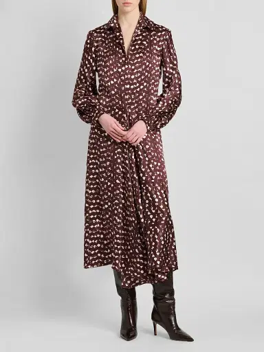 Kiton Women's Printed Silk Midi Shirtdress - Bordeaux - Size 12 | Thumbnail 2 Kiton Women's Printed Silk Midi Shirtdress - Bordeaux - Size 12 | Thumbnail 2