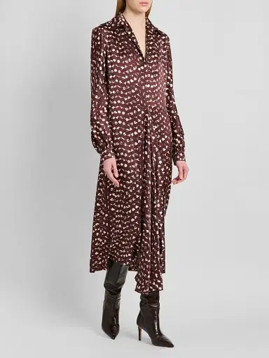 Kiton Women's Printed Silk Midi Shirtdress - Bordeaux - Size 12 | Thumbnail 4 Kiton Women's Printed Silk Midi Shirtdress - Bordeaux - Size 12 | Thumbnail 4