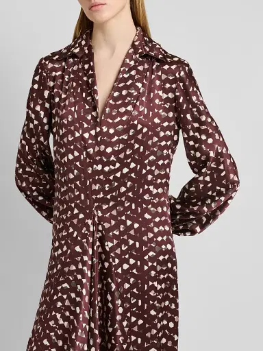 Kiton Women's Printed Silk Midi Shirtdress - Bordeaux - Size 12 | Thumbnail 5 Kiton Women's Printed Silk Midi Shirtdress - Bordeaux - Size 12 | Thumbnail 5