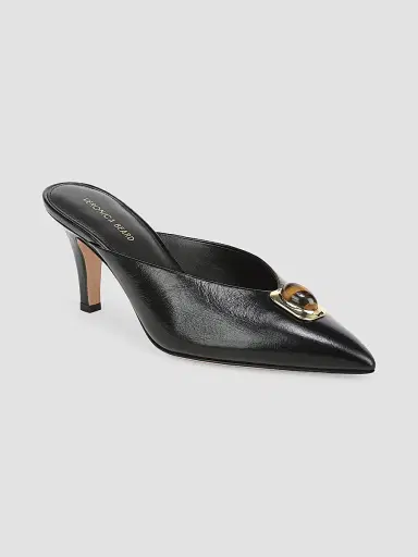 Veronica Beard Women's Rochelle 75MM Cabochon Leather Mules - Black | Thumbnail 2 Veronica Beard Women's Rochelle 75MM Cabochon Leather Mules - Black | Thumbnail 2