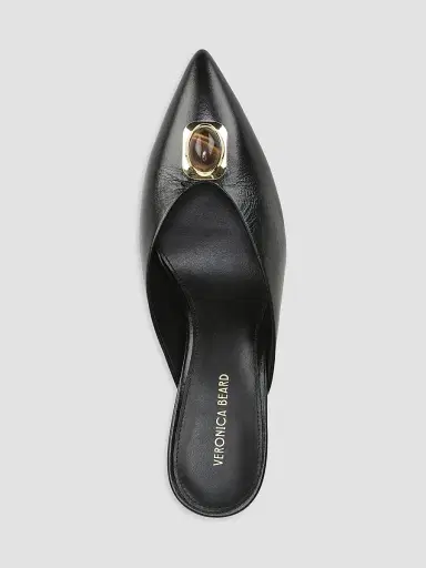 Veronica Beard Women's Rochelle 75MM Cabochon Leather Mules - Black | Thumbnail 4 Veronica Beard Women's Rochelle 75MM Cabochon Leather Mules - Black | Thumbnail 4