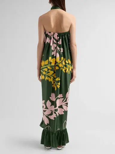 VERANDAH Women's Bejewelled Halterneck Maxi Dress - Emerald Multi Wisteria | Thumbnail 3