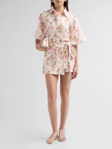 VERANDAH Women's Bejewelled Crop Shirt - Blush Berries - Size XL | Thumbnail 2