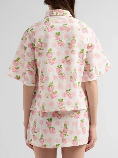VERANDAH Women's Bejewelled Crop Shirt - Blush Berries - Size XL | Thumbnail 3