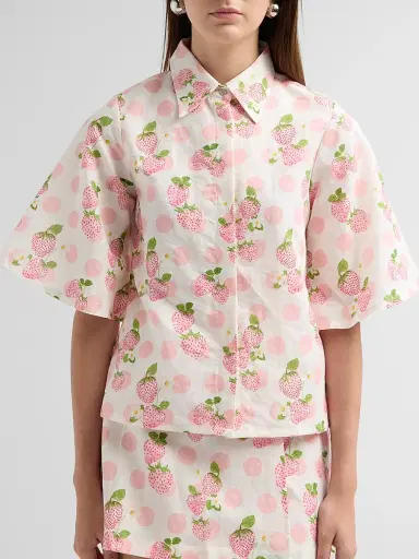 VERANDAH Women's Bejewelled Crop Shirt - Blush Berries - Size XL | Thumbnail 5
