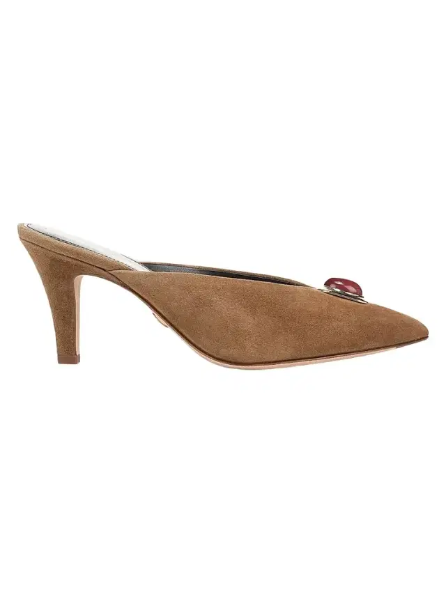 Veronica Beard Women's Rochelle 75MM Suede Mules - Chestnut