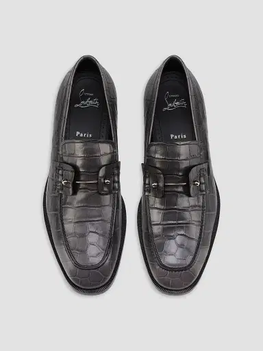 Christian Louboutin Men's Chambelimoc Patinated Leather Loafers - Phantom Grey - Size 13 | Thumbnail 4 Christian Louboutin Men's Chambelimoc Patinated Leather Loafers - Phantom Grey - Size 13 | Thumbnail 4
