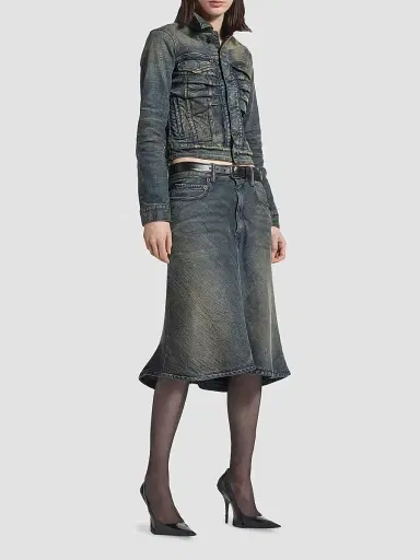 Balenciaga Women's Ruched Denim Jacket | Thumbnail 2 Balenciaga Women's Ruched Denim Jacket | Thumbnail 2