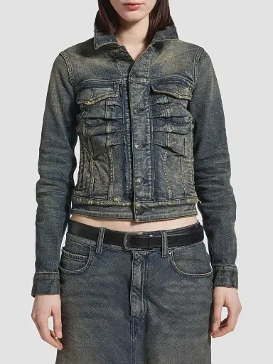 Balenciaga Women's Ruched Denim Jacket | Thumbnail 3 Balenciaga Women's Ruched Denim Jacket | Thumbnail 3