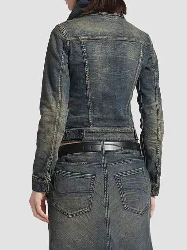 Balenciaga Women's Ruched Denim Jacket | Thumbnail 4 Balenciaga Women's Ruched Denim Jacket | Thumbnail 4