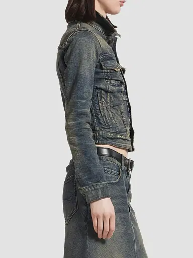 Balenciaga Women's Ruched Denim Jacket | Thumbnail 5 Balenciaga Women's Ruched Denim Jacket | Thumbnail 5