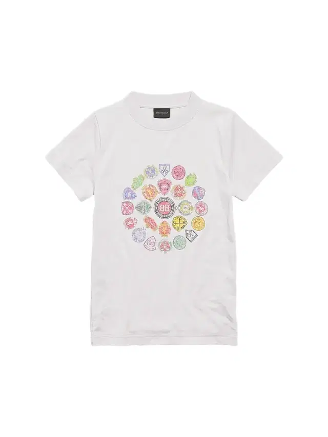 Balenciaga Women's Spiral Crest Fitted T-Shirt - Dirty White